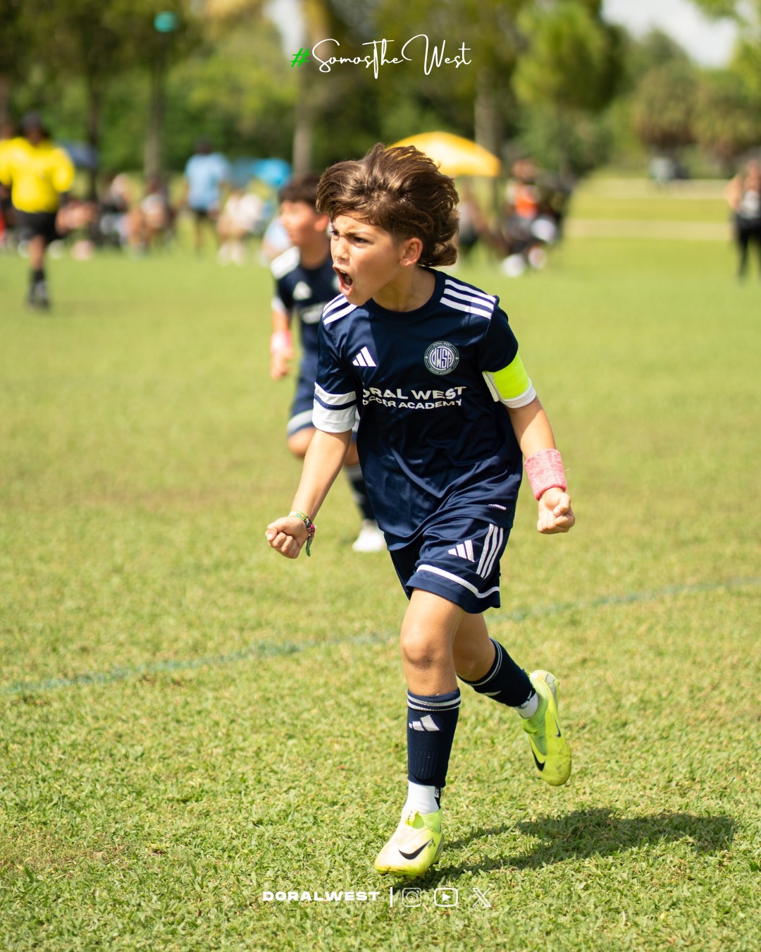 Doral West captain leading teammates on the soccer field
